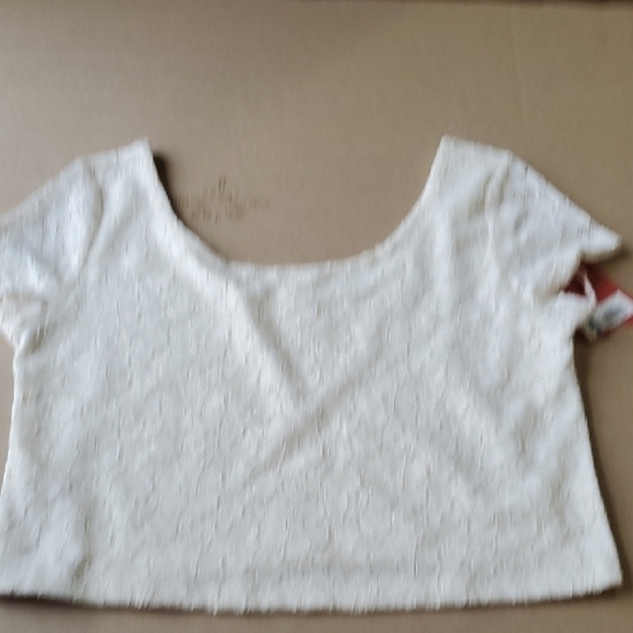 Mossimo Supply Co. Cream Ruffled Cap Sleeve Crop Top - Picture 5 of 5